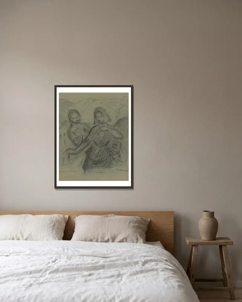 Bei der Weinlese von Štefan Polkoráb gerahmt an einer Wand