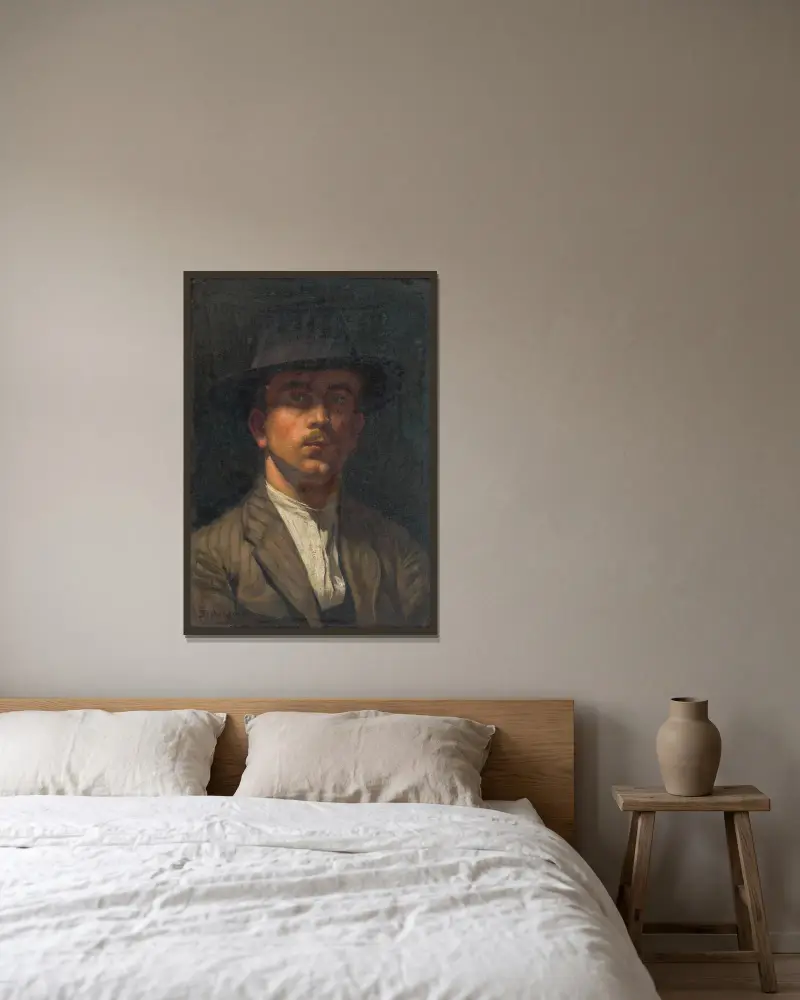 Autoportrét v mládí, Štefan Polkoráb v rámu na stěně