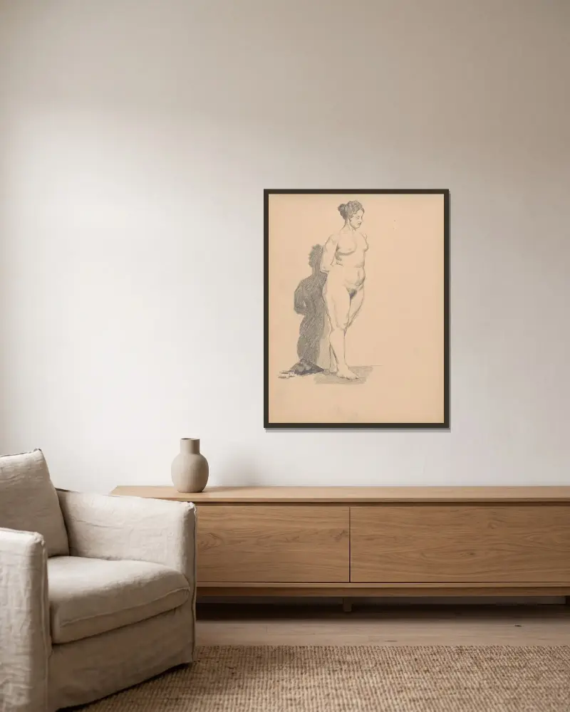 Skizzenbuch mit nackten Figuren, 1901 – Nr. 4 von Štefan Polkoráb gerahmt an einer Wand