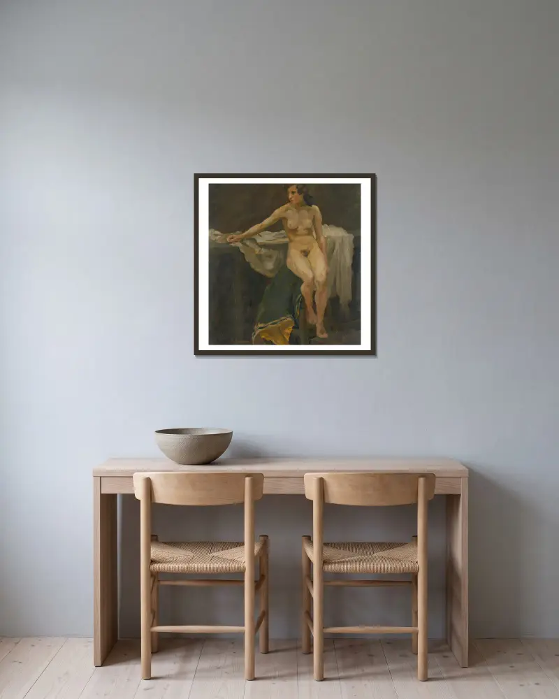Studie eines weiblichen Akts von Štefan Polkoráb gerahmt an einer Wand