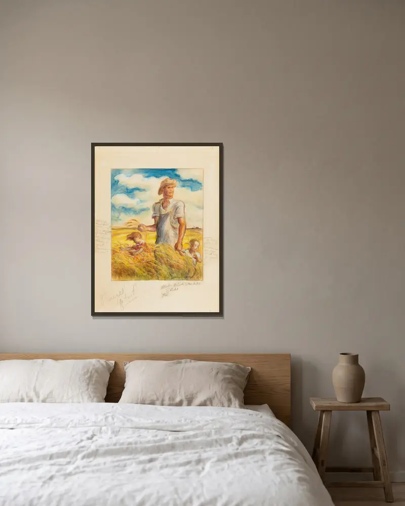 Unsere gute Erde, 1942 – Nr. 1 von John Steuart Curry gerahmt an einer Wand