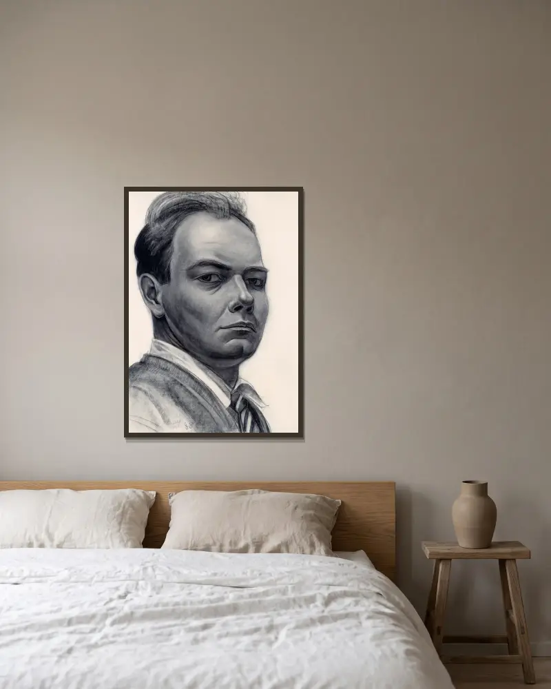 Autoportrét, John Steuart Curry v rámu na stěně