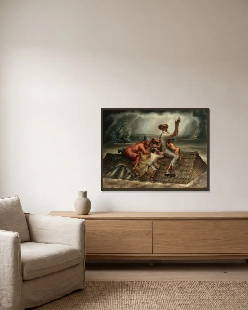 Der Mississippi von John Steuart Curry gerahmt an einer Wand