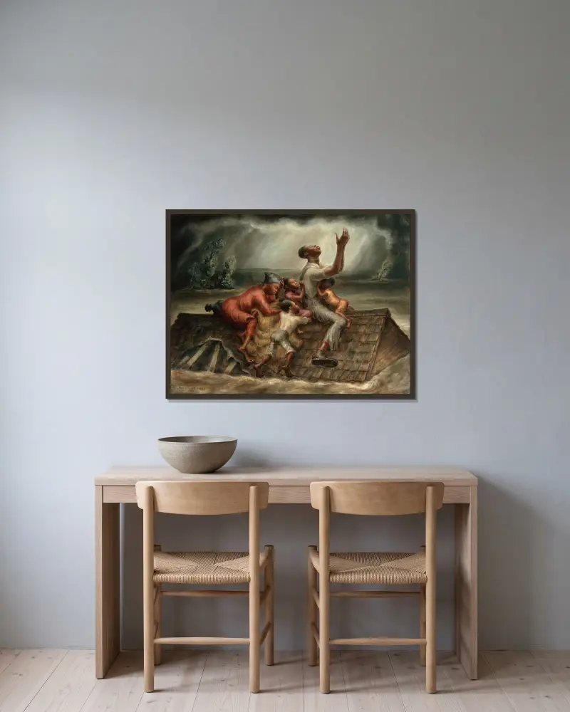 Der Mississippi von John Steuart Curry gerahmt an einer Wand