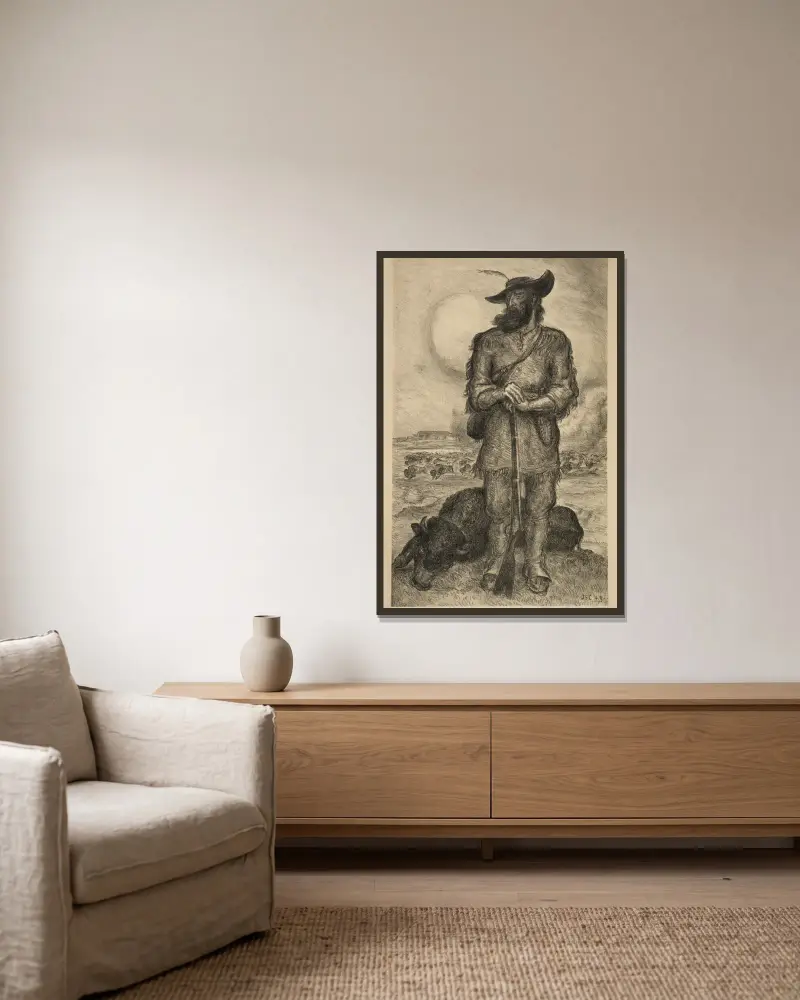 Der Präriemann von John Steuart Curry gerahmt an einer Wand