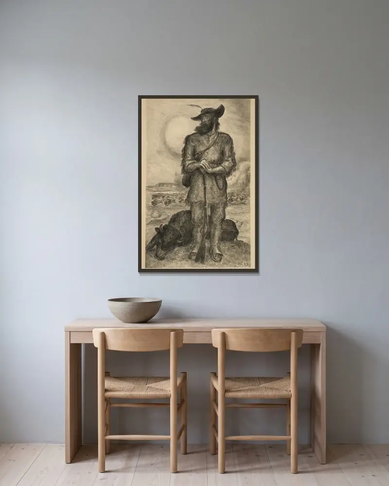 Der Präriemann von John Steuart Curry gerahmt an einer Wand