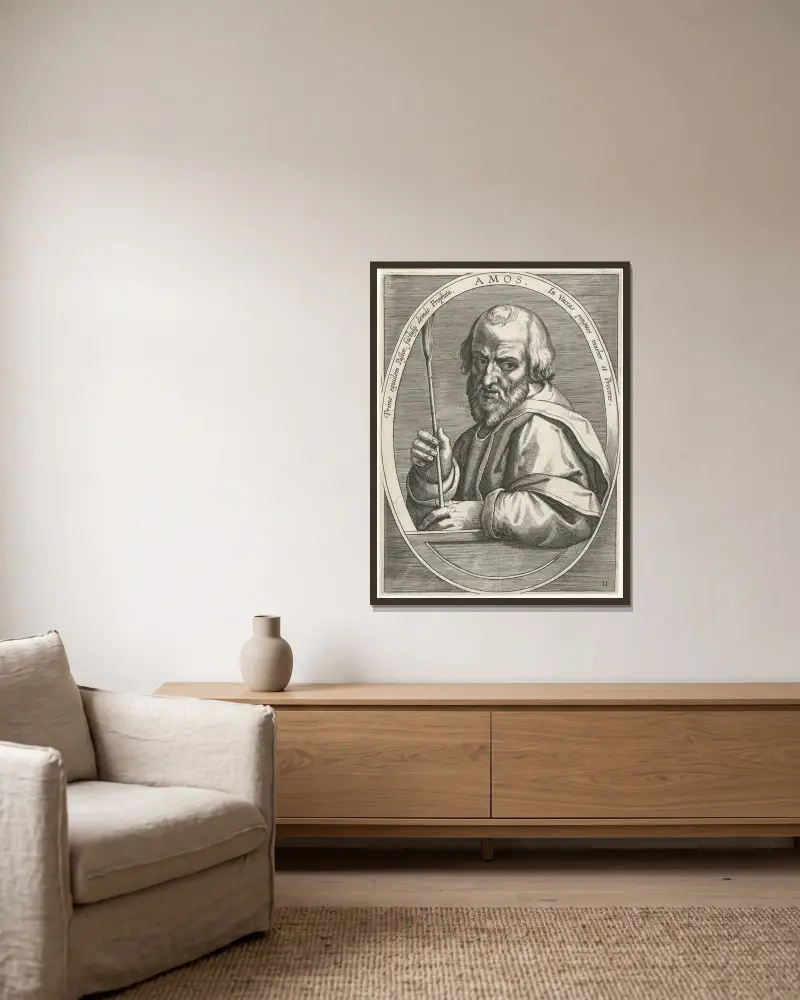 Amos av Jan van der Straet (Stradanus) inramad på en vägg
