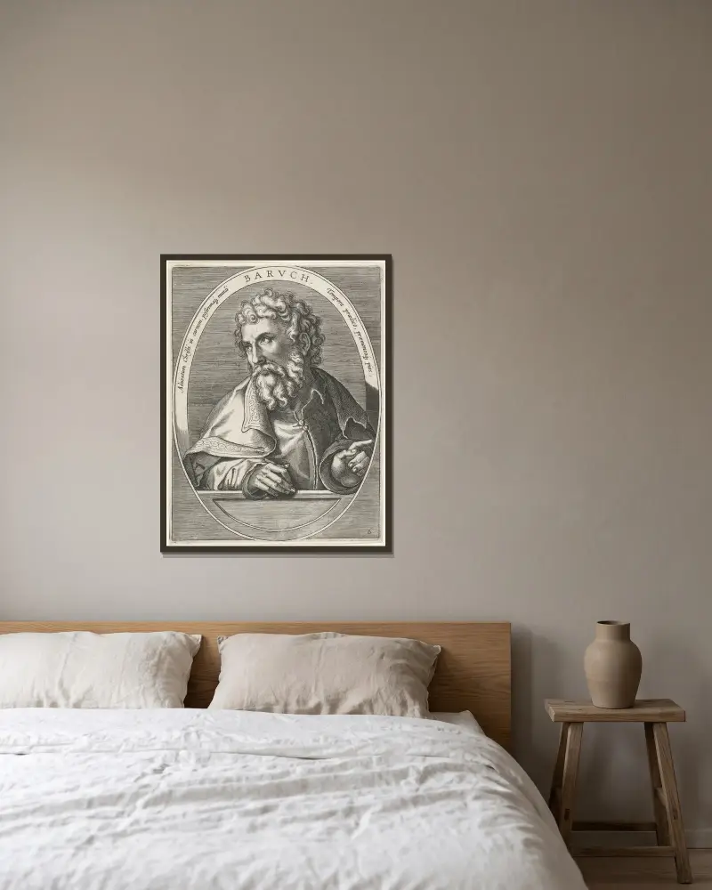 Baruch av Jan van der Straet (Stradanus) inramad på en vägg