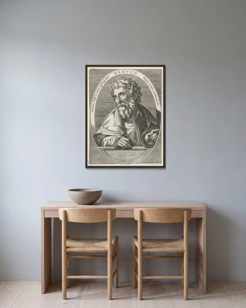 Baruch av Jan van der Straet (Stradanus) inramad på en vägg