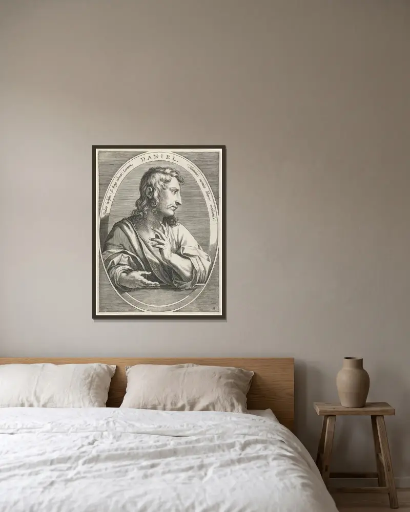 Daniel av Jan van der Straet (Stradanus) inramad på en vägg