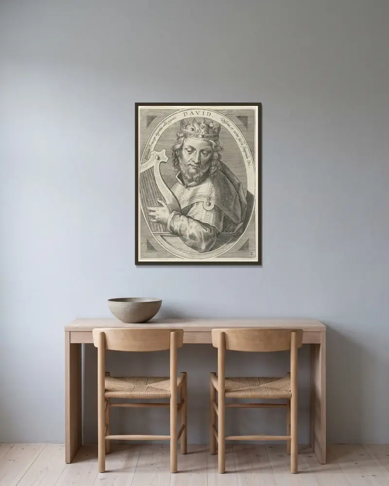 David av Jan van der Straet (Stradanus) inramad på en vägg