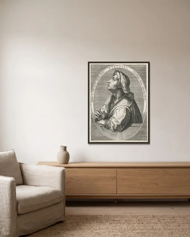 Ezekiel av Jan van der Straet (Stradanus) inramad på en vägg