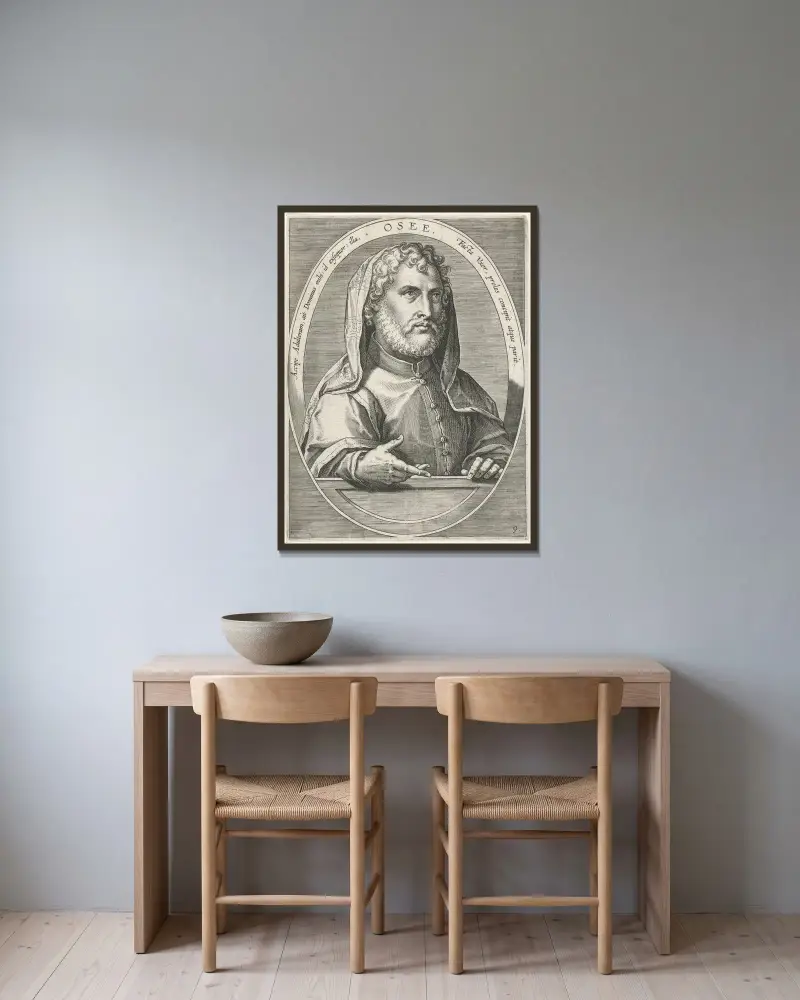Hosea av Jan van der Straet (Stradanus) inramad på en vägg