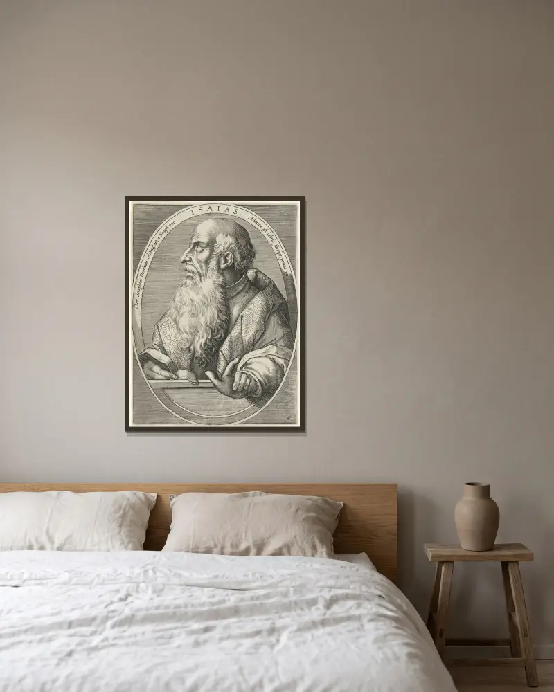 Jesaja av Jan van der Straet (Stradanus) inramad på en vägg