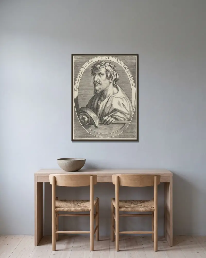 Joël av Jan van der Straet (Stradanus) inramad på en vägg