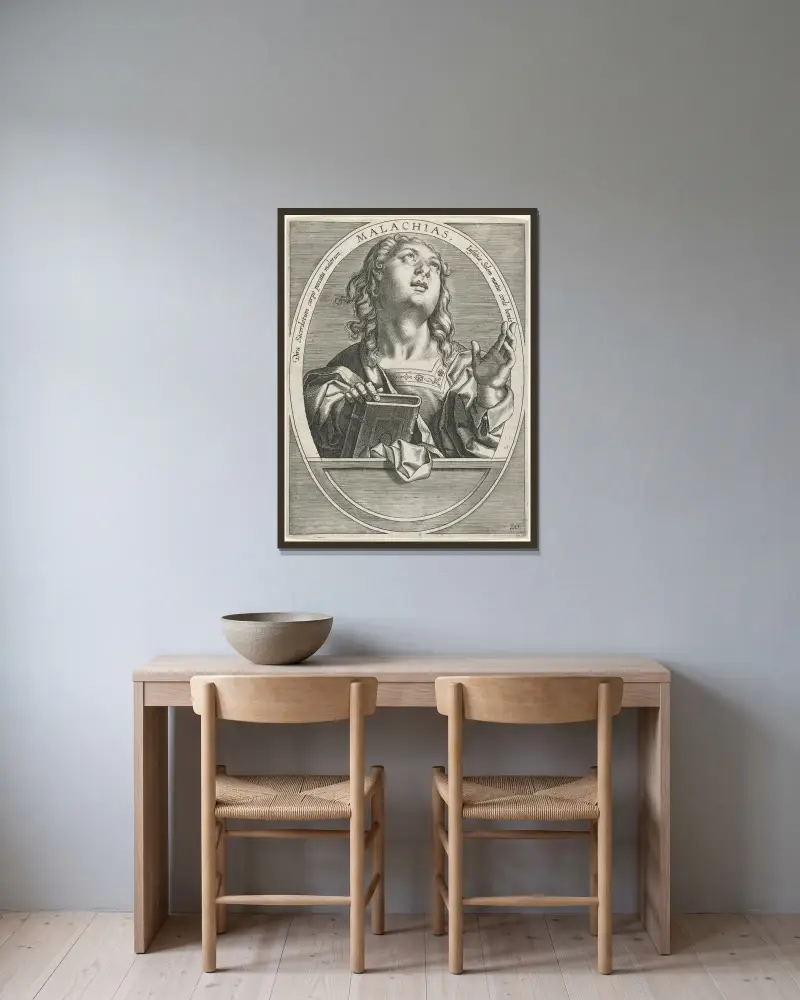 Malachi av Jan van der Straet (Stradanus) inramad på en vägg