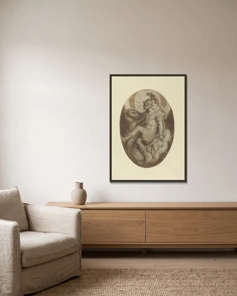 Mars von Jan van der Straet (Stradanus) gerahmt an einer Wand