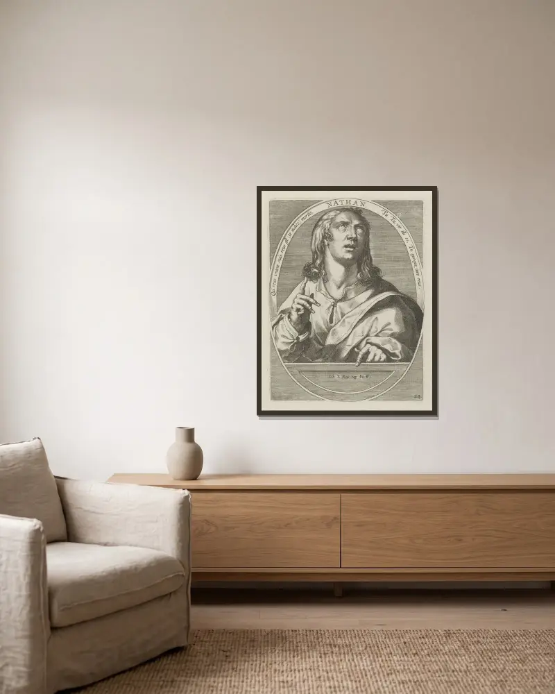 Natan av Jan van der Straet (Stradanus) inramad på en vägg