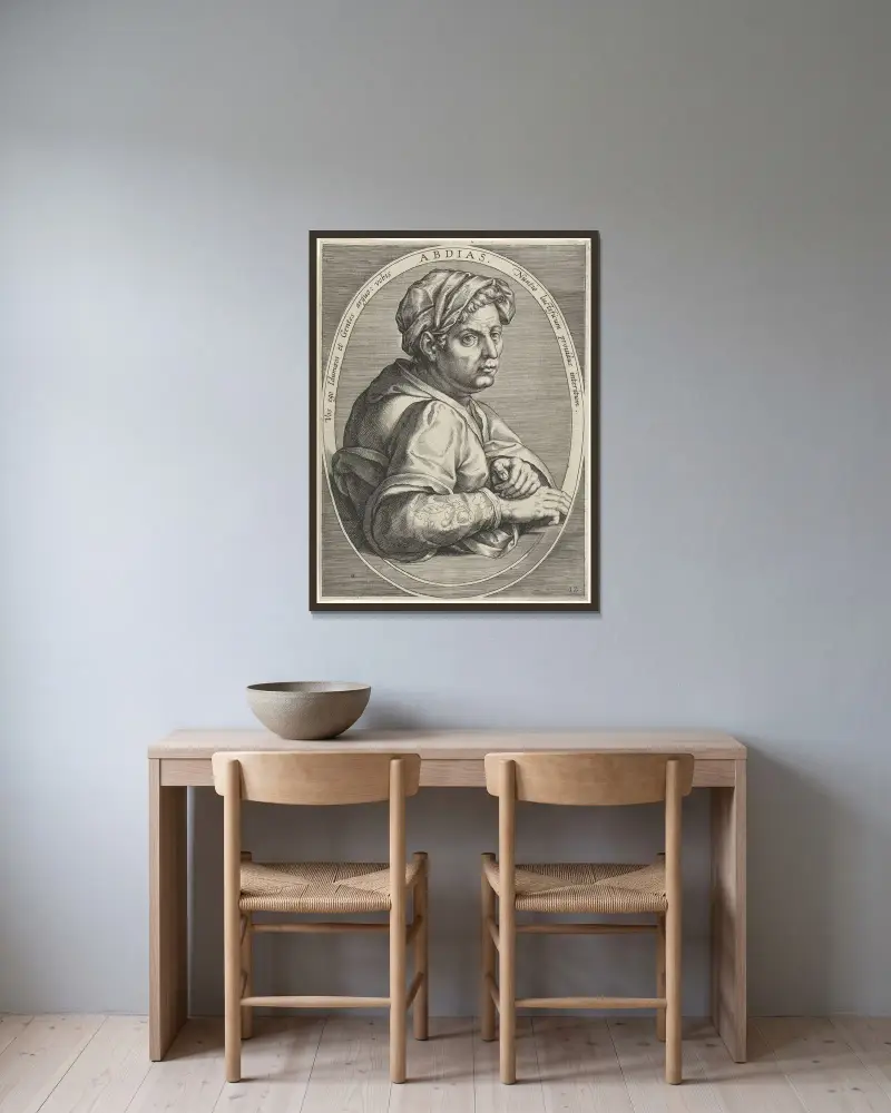 Obadiah av Jan van der Straet (Stradanus) inramad på en vägg