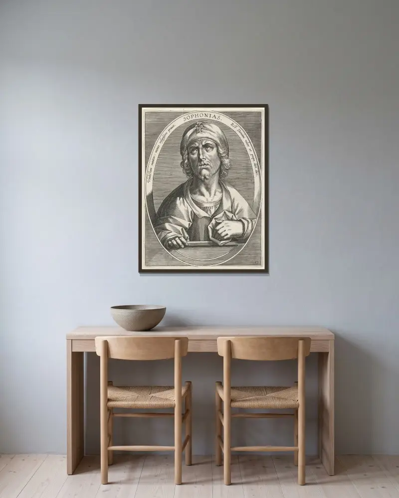 Sefanja av Jan van der Straet (Stradanus) inramad på en vägg
