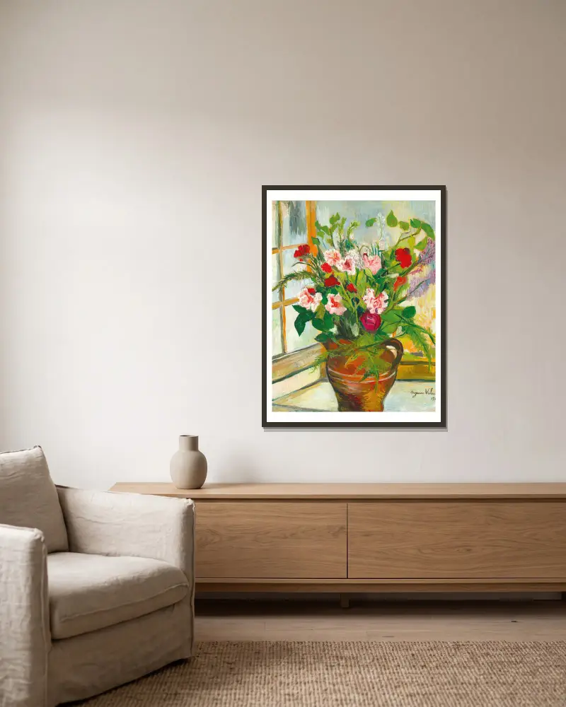 Blumenstrauß von Suzanne Valadon gerahmt an einer Wand