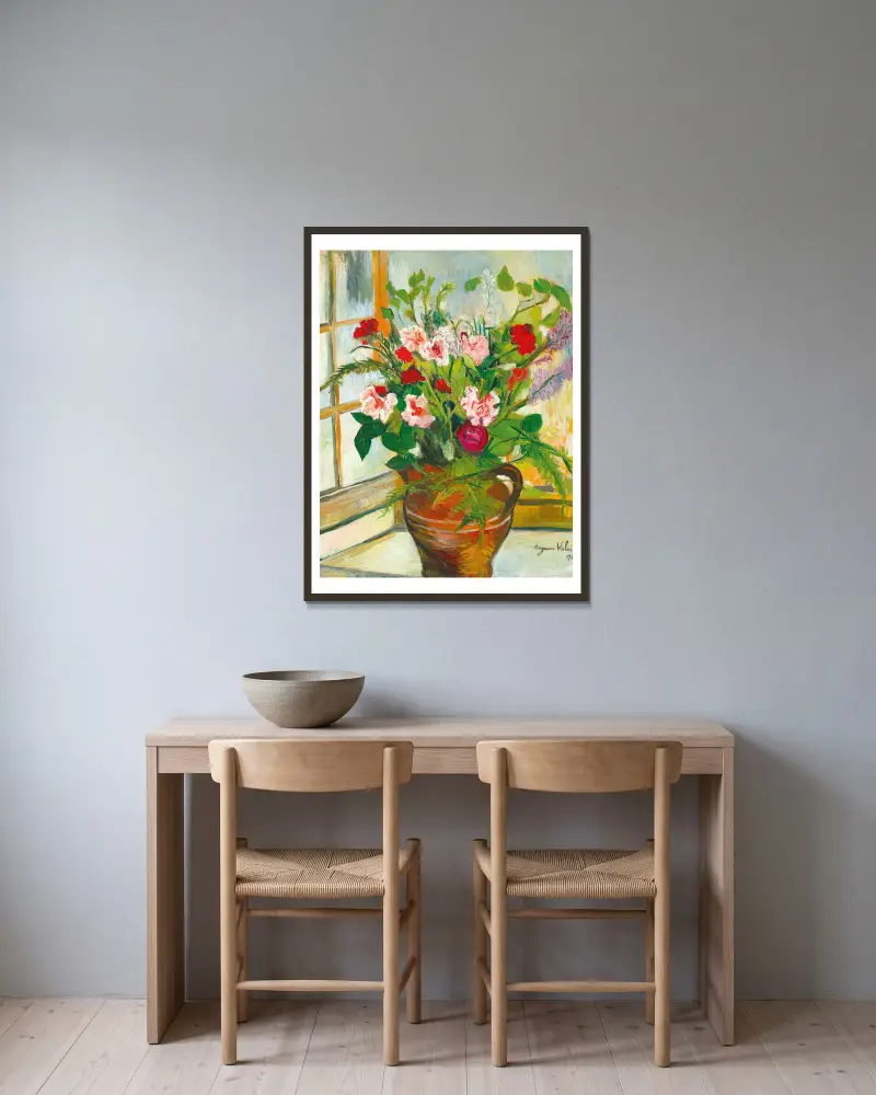 Blumenstrauß von Suzanne Valadon gerahmt an einer Wand