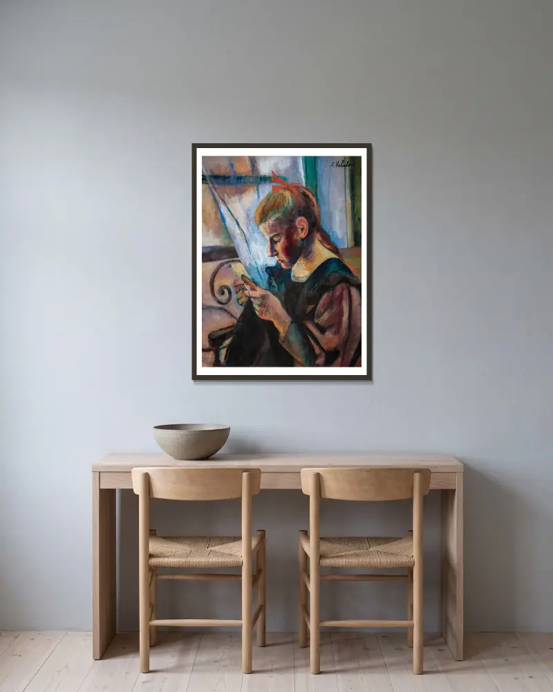 Ung kvinna som virkar av Suzanne Valadon inramad på en vägg