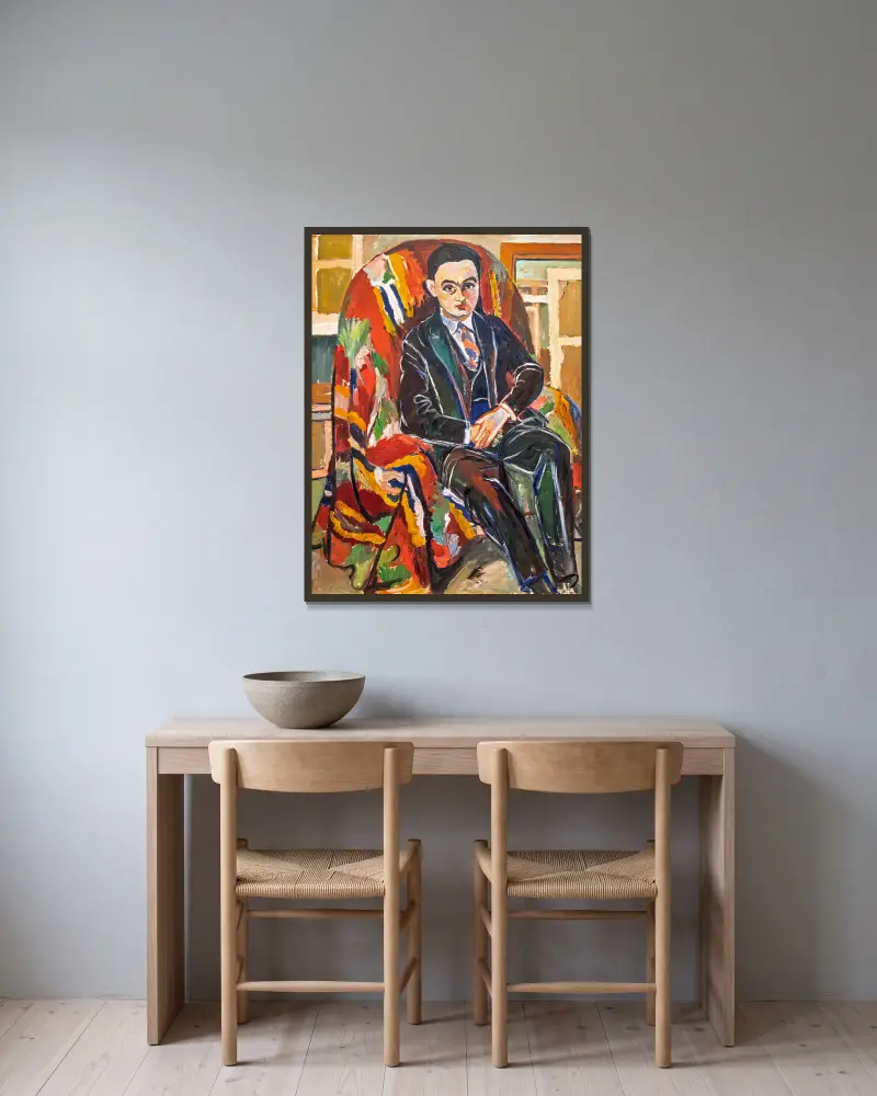 Le Docteur Robert Le Masle av Suzanne Valadon inramad på en vägg
