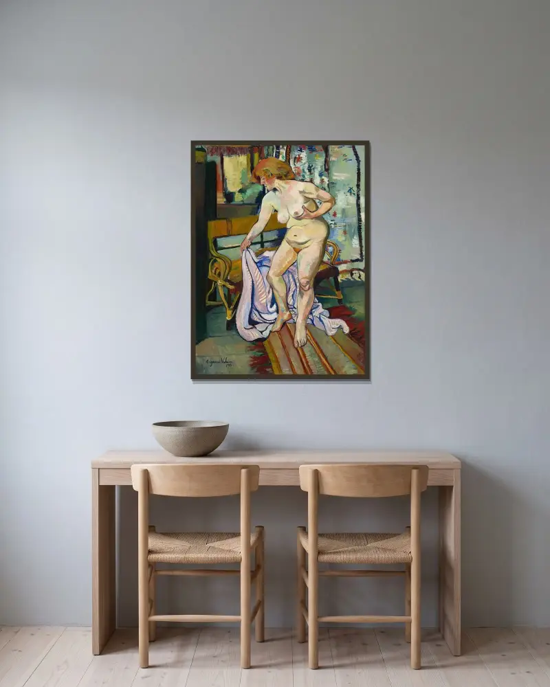 Akt mit Tuch von Suzanne Valadon gerahmt an einer Wand
