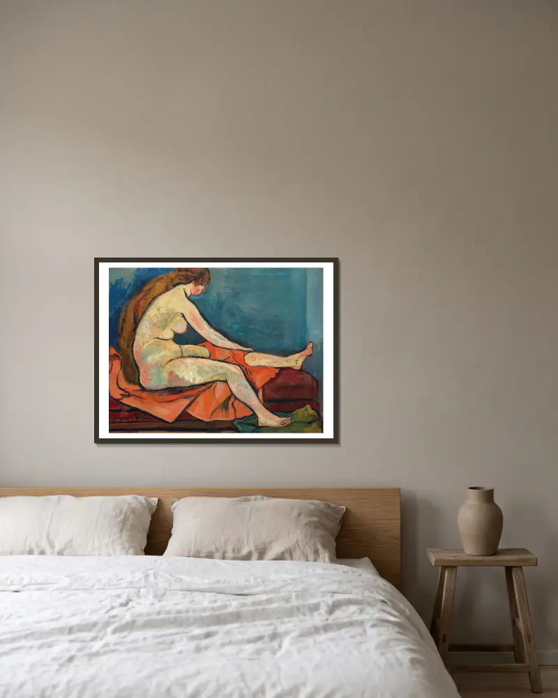Sedící akt z profilu, Suzanne Valadon v rámu na stěně