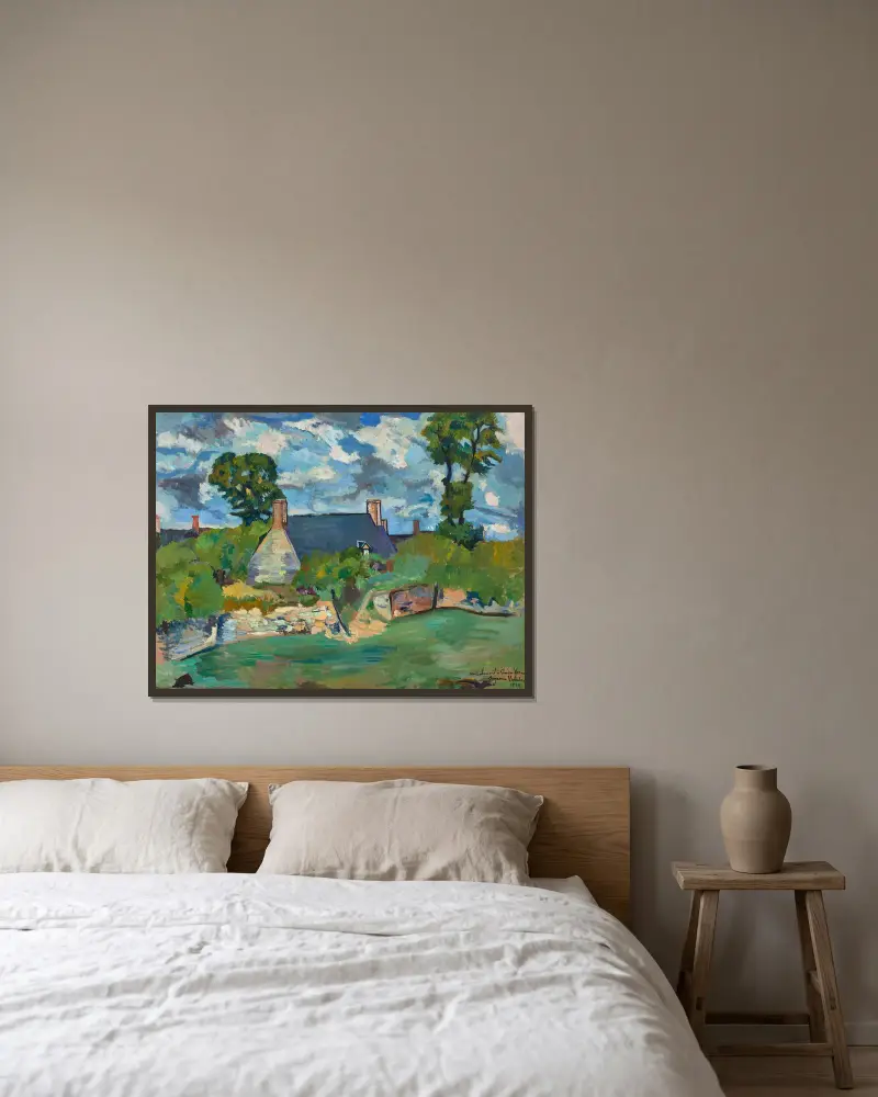 Landschaft mit Ginster von Suzanne Valadon gerahmt an einer Wand
