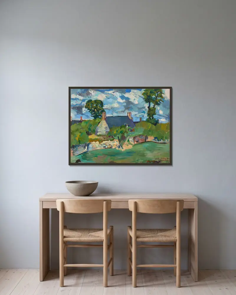Landschaft mit Ginster von Suzanne Valadon gerahmt an einer Wand