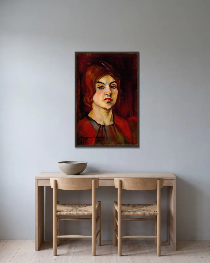 Selbstporträt, 1898 von Suzanne Valadon gerahmt an einer Wand