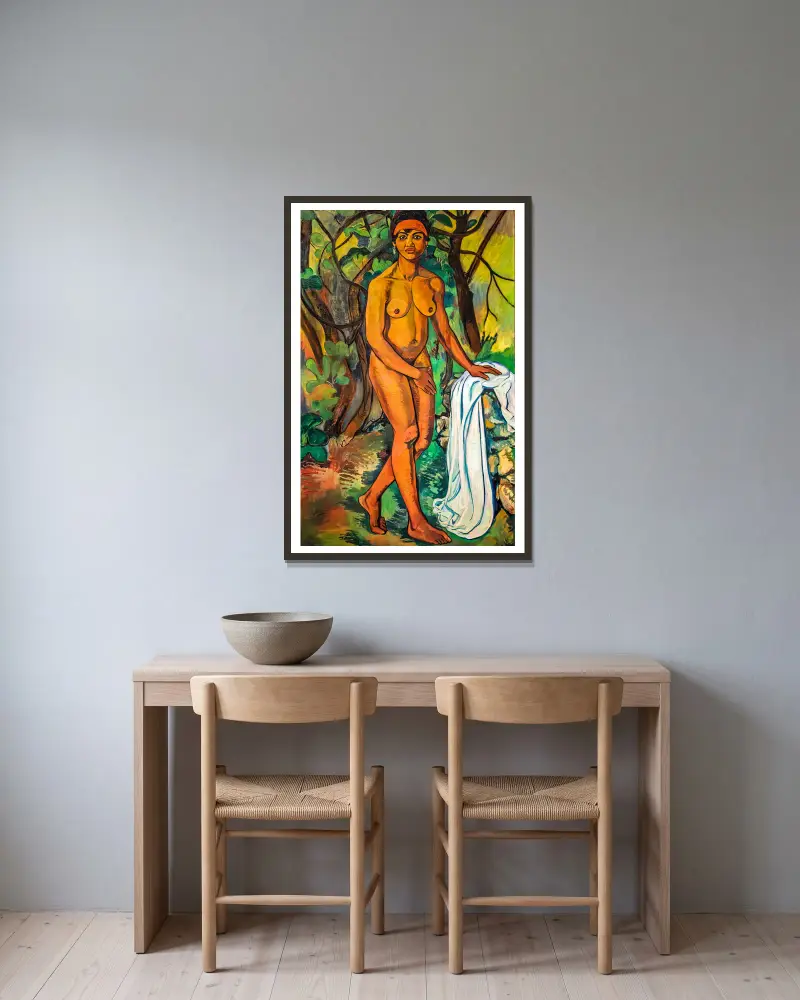 Die schwarze Venus von Suzanne Valadon gerahmt an einer Wand