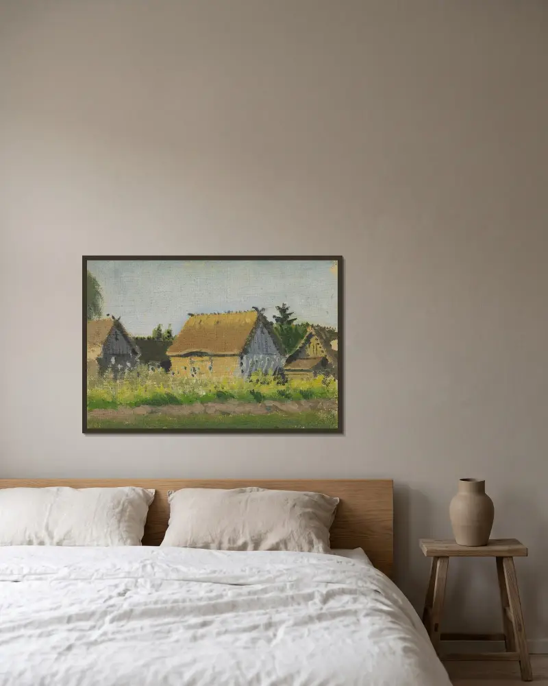 Häuser im Dorf von Tadeusz Cieślewski gerahmt an einer Wand