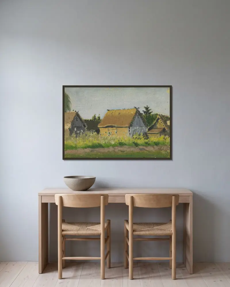 Häuser im Dorf von Tadeusz Cieślewski gerahmt an einer Wand
