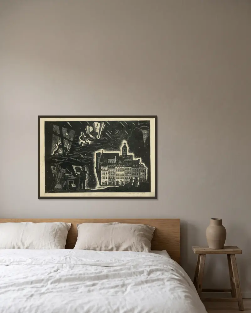 Bei der Arbeit von Tadeusz Cieślewski gerahmt an einer Wand