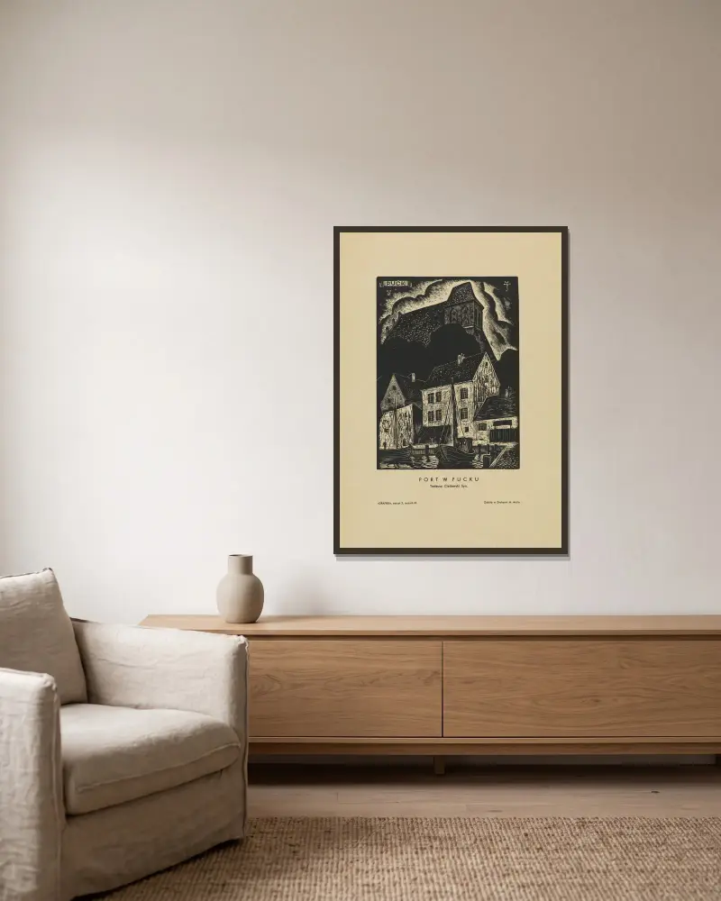 Puck I von Tadeusz Cieślewski gerahmt an einer Wand