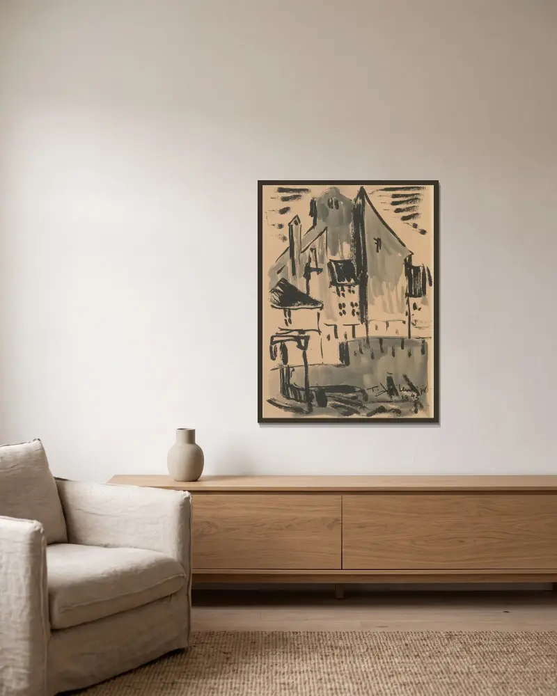 Gassen der Altstadt in Warschau von Tadeusz Cieślewski gerahmt an einer Wand