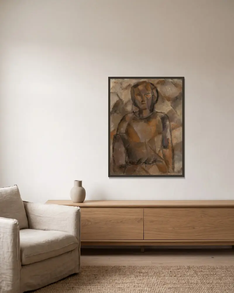 Mädchen von Tadeusz Makowski gerahmt an einer Wand