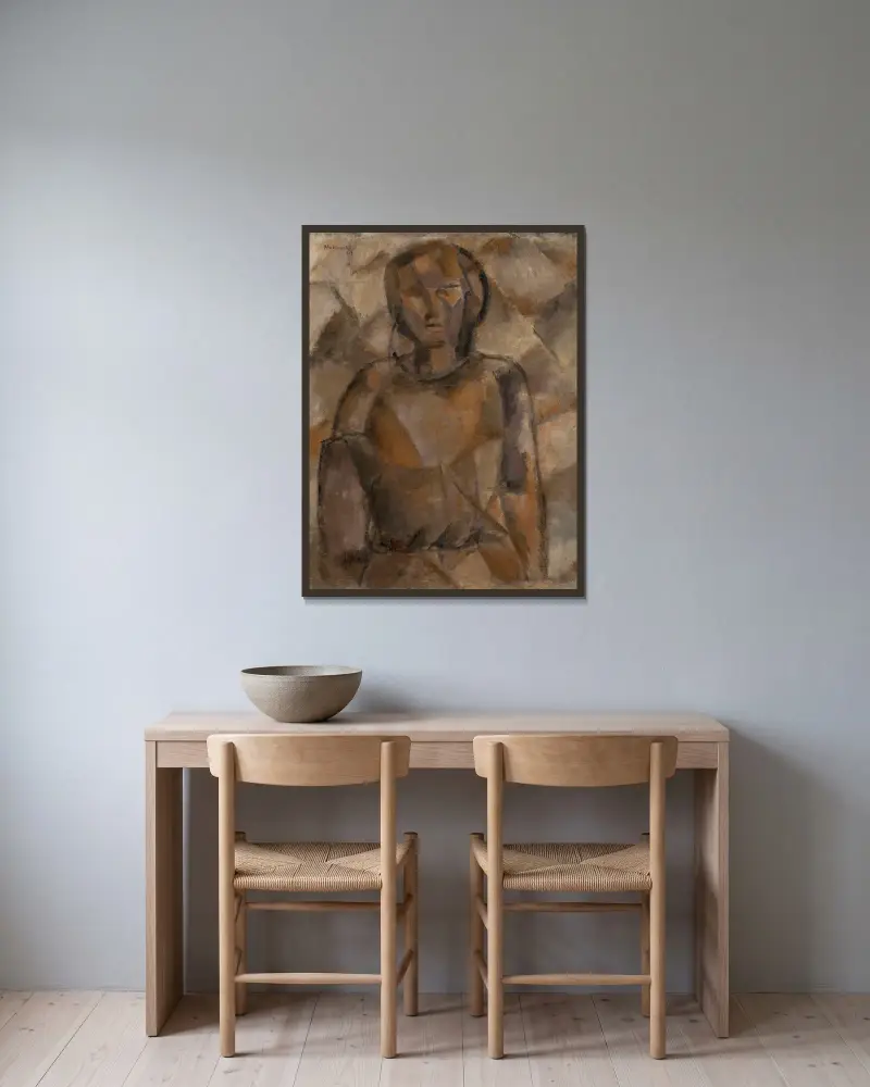 Mädchen von Tadeusz Makowski gerahmt an einer Wand