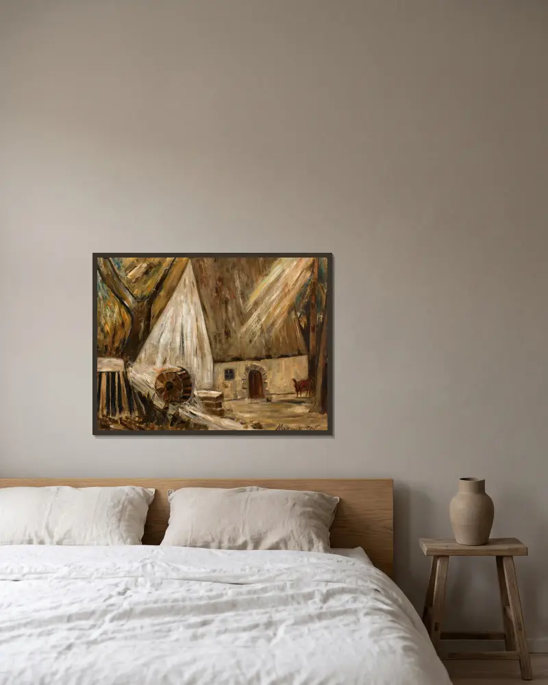 Mühle (in Banay) von Tadeusz Makowski gerahmt an einer Wand