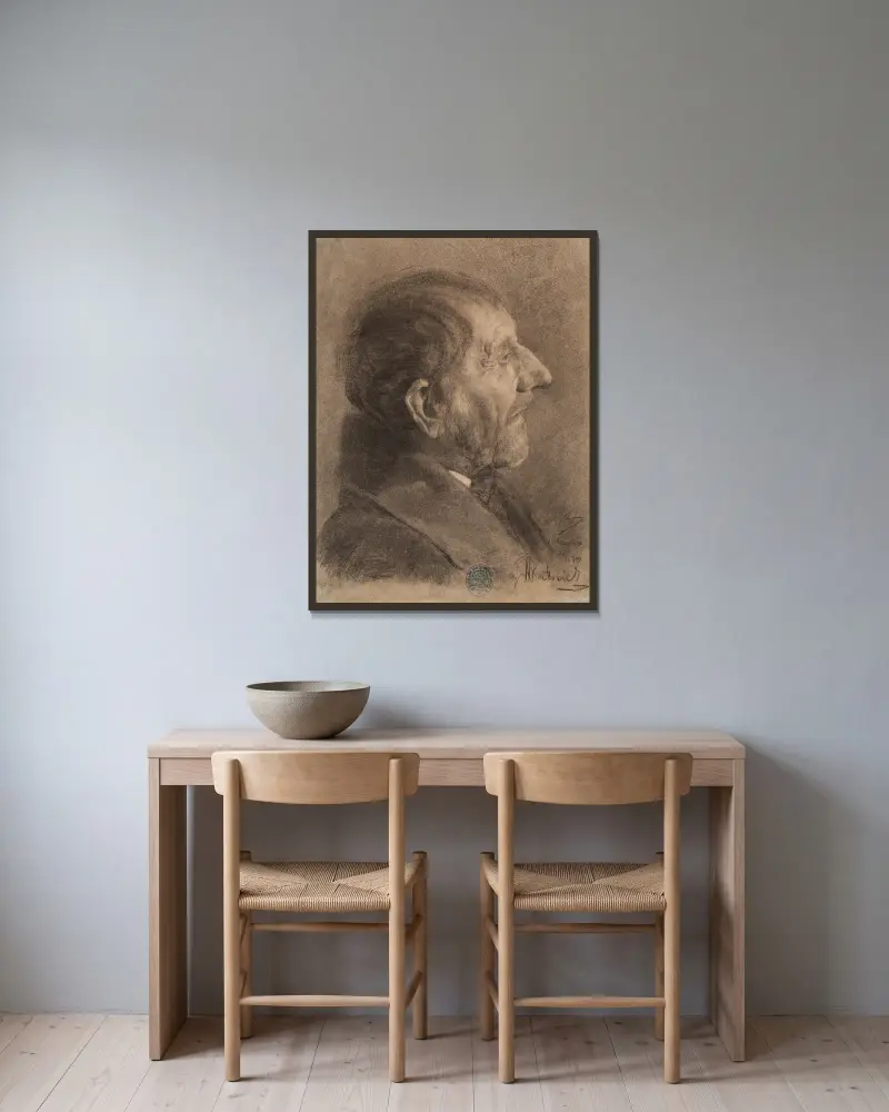 Head of an elderly man av Teodor Axentowicz inramad på en vägg