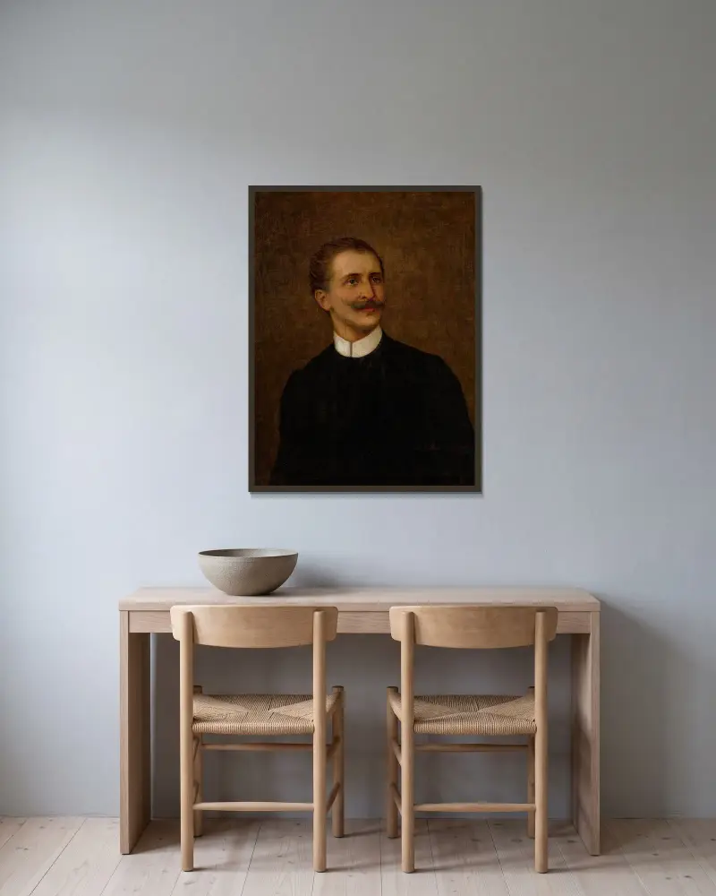 Portrait of a Man av Teodor Axentowicz inramad på en vägg
