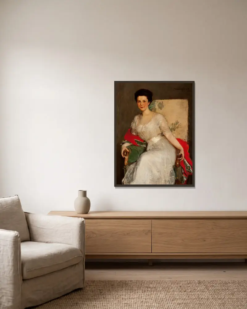 Portrait of Zofia Brzeska av Teodor Axentowicz inramad på en vägg