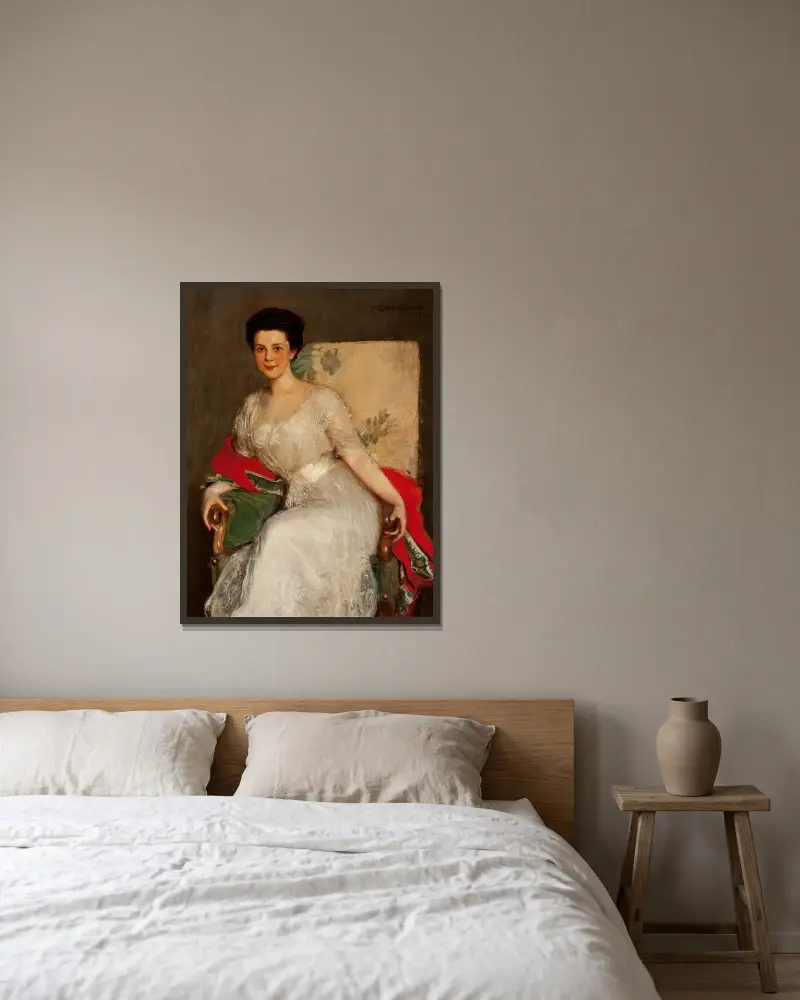 Portrait of Zofia Brzeska av Teodor Axentowicz inramad på en vägg