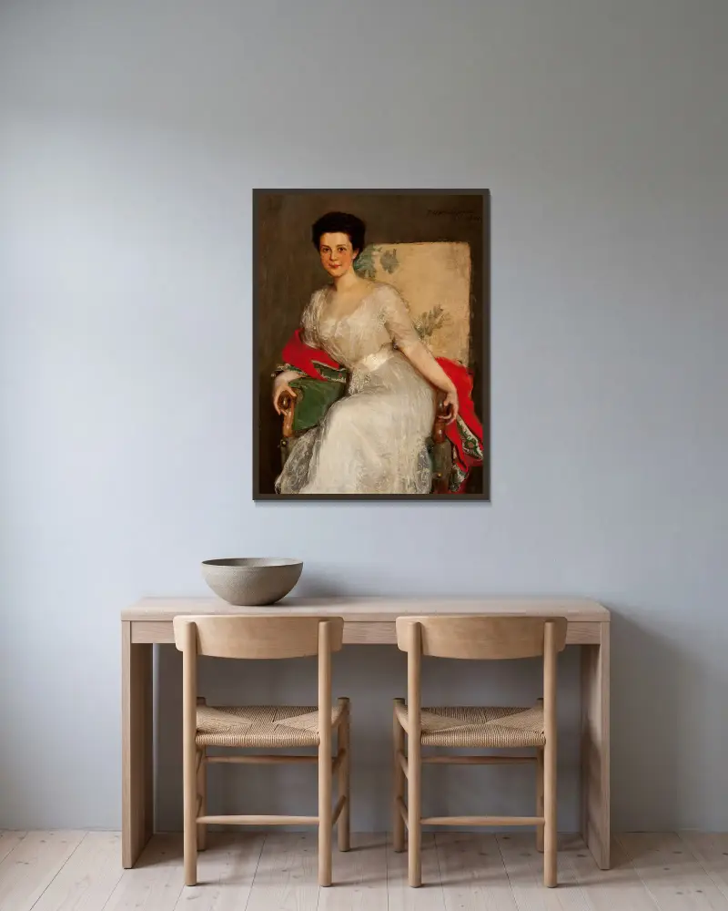 Portrait of Zofia Brzeska av Teodor Axentowicz inramad på en vägg