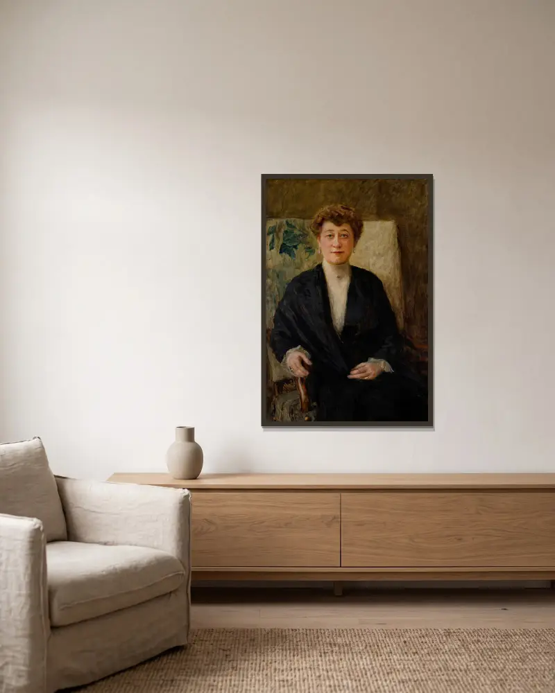 Portrait of Zofia Dolińska née Niesiołowska av Teodor Axentowicz inramad på en vägg