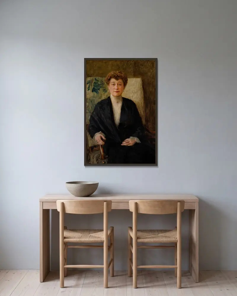 Portrait of Zofia Dolińska née Niesiołowska av Teodor Axentowicz inramad på en vägg
