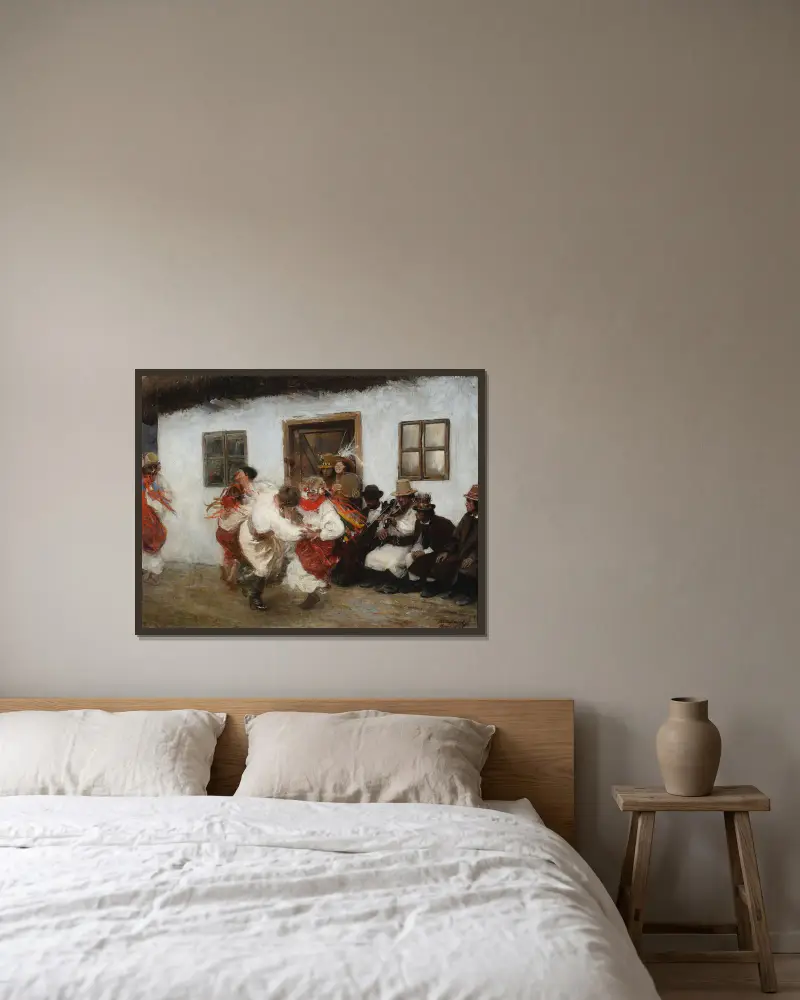 Ukrainischer Volkstanz von Teodor Axentowicz gerahmt an einer Wand